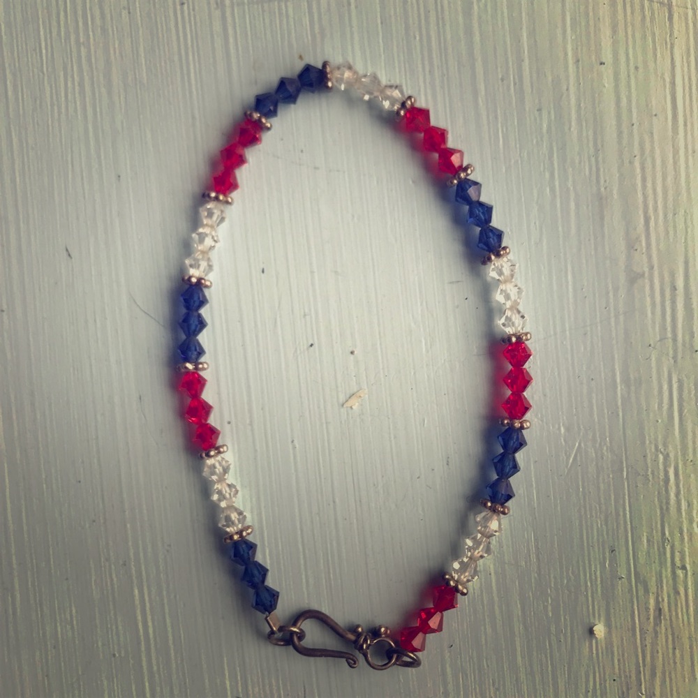 Red, White, & Blue Beaded Bracelet